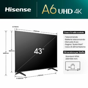 Hisense 43" Fladskærms TV LED 4K 43A6N TV