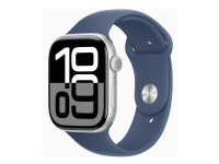 Apple Watch Series 10 46 mm – sølv aluminium med denim sportsbånd