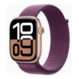 Apple Watch Series 10 46mm - Rose Gold Aluminium Case med Plum Sport Loop