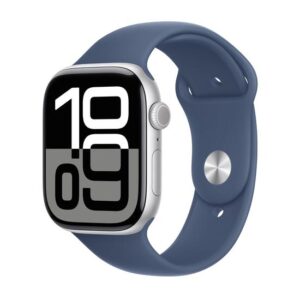 Apple Watch Series 10 46mm - Silver Aluminium Case med Denim Sport Band - M/L