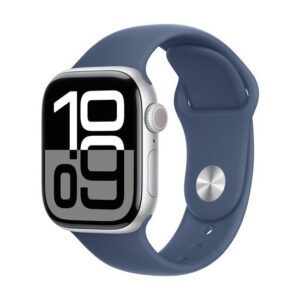 Apple Watch Series 10 42mm - Silver Aluminium Case med Denim Sport Band - S/M