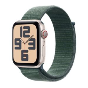 Apple Watch SE + 44mm - Starlight Aluminium Case med Lake Green Sport Loop