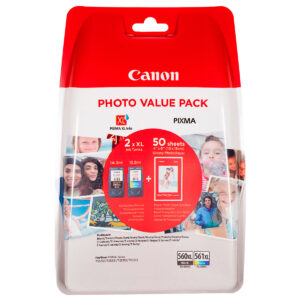 Canon PG-560XL/CL-561XL Multipack Blækpatron med Fotopapir (50 sider) Sort/Cyan/Magenta/Gul