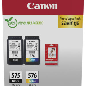 Canon Multipack PG-575 + CL-576 + 50 ark fotopapir 5438C004 Modsvarer: N/A