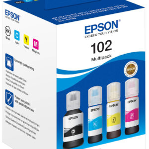 Epson 102 Multipack - 4 pakker - sort, gul, cyan, magenta - original - blækpatron - for EcoTank ET-15000, 2750, 2751, 2756, 2850, 2851, 2856, 3850, 4750, 4850, 4856