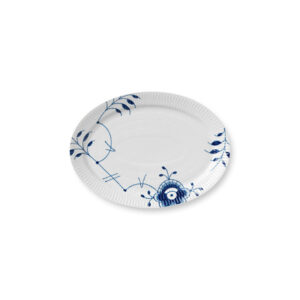 Royal Copenhagen Blå Mega Rilfet tallerken oval, 28 cm