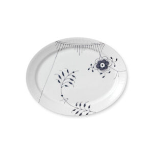 Royal Copenhagen Sort Mega Riflet oval tallerken - 34 cm