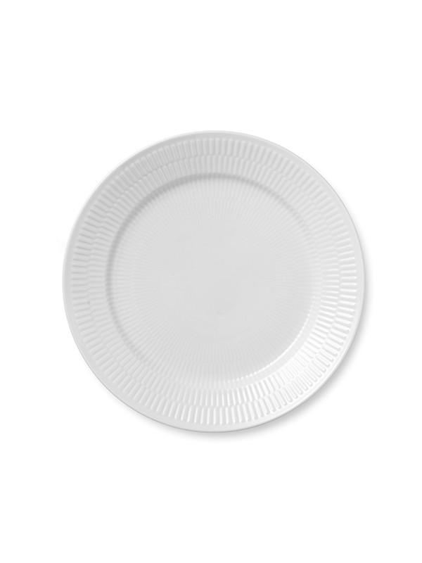 Royal Copenhagen Hvid Riflet, tallerken 27 cm